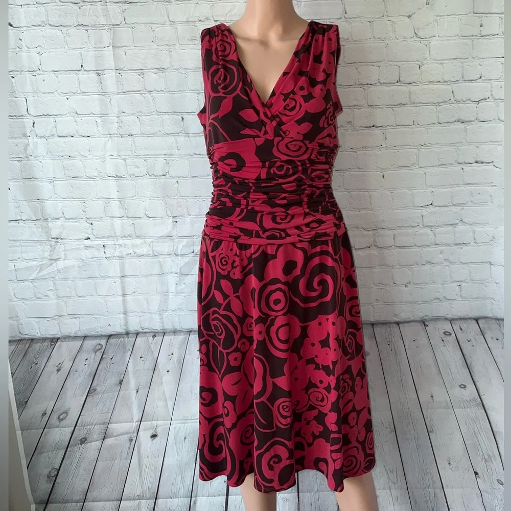Maggy Boutique Red & Brown Floral Dress size 8 - Picture 1 of 9